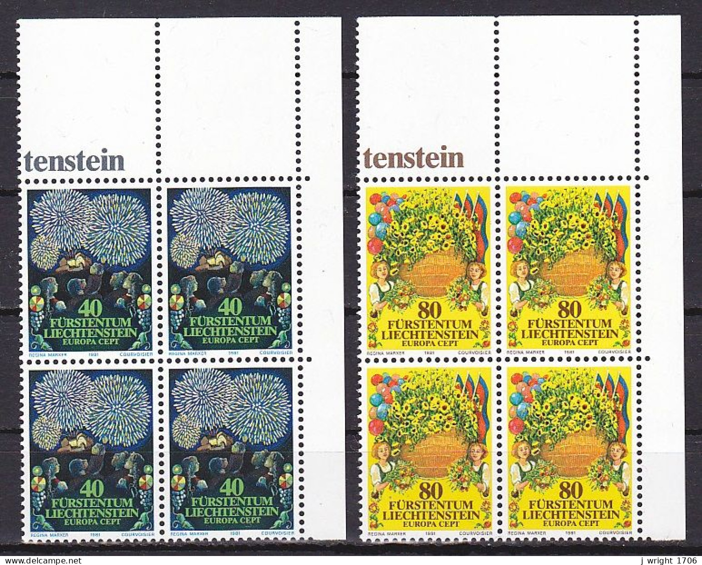 Liechtenstein, 1981, Europa CEPT, Block Set, MNH - Blocs & Feuillets