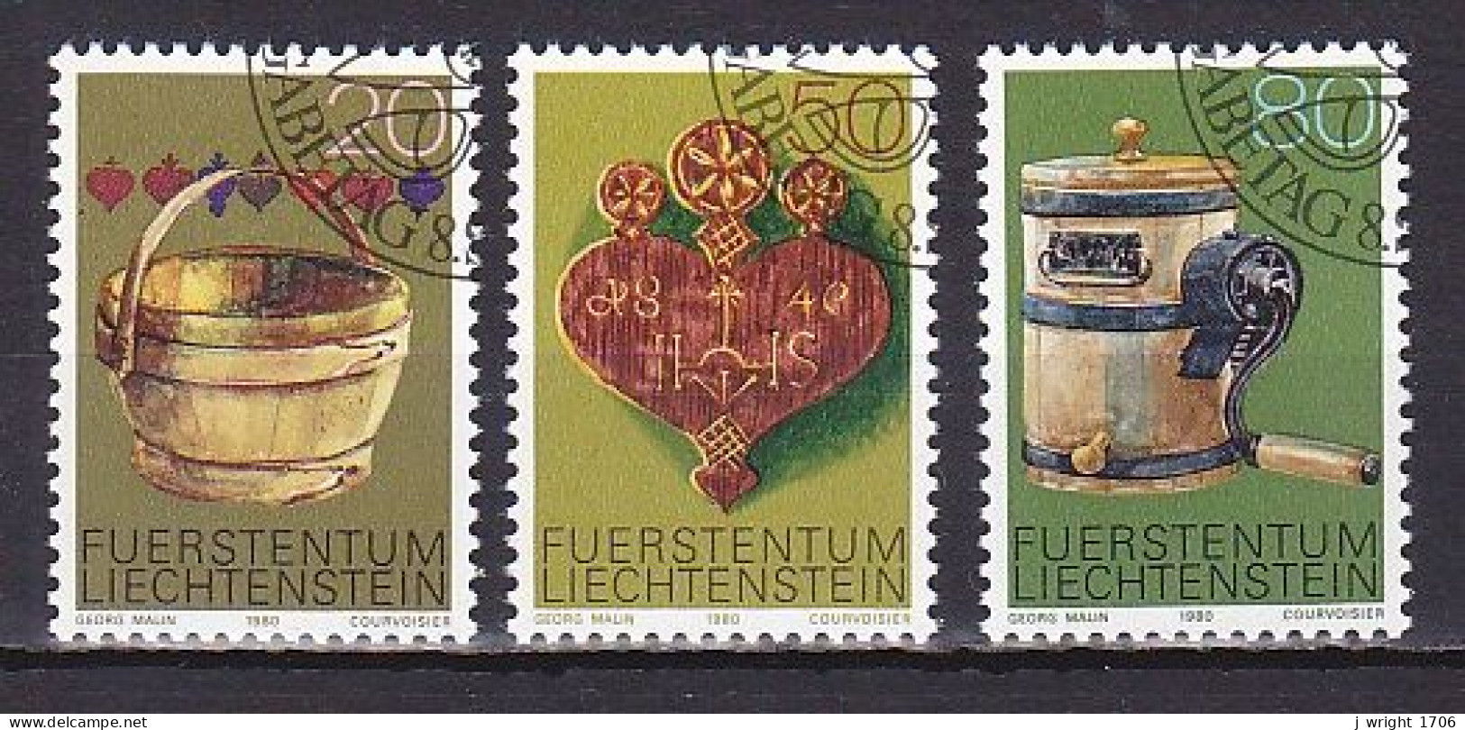 Liechtenstein, 1980, Alpine Dairy Farming Implements, Set, CTO - Used Stamps