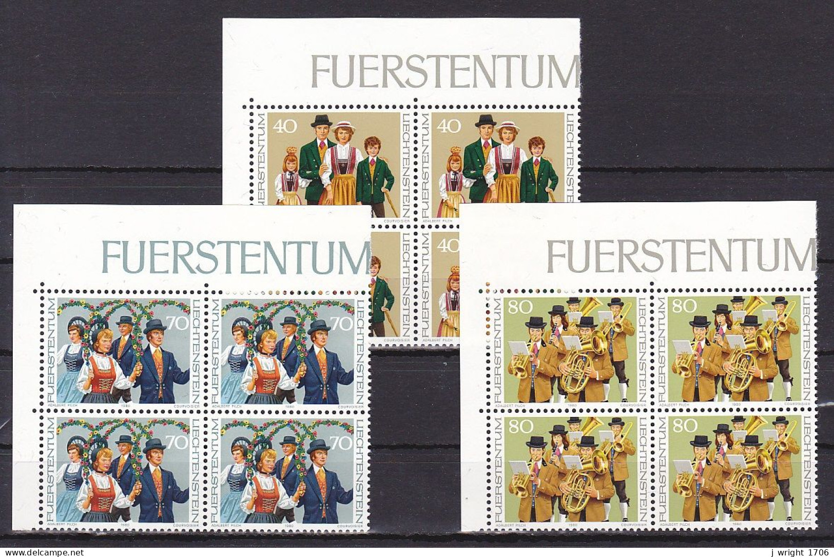 Liechtenstein, 1980, National Costumes, Block Set, MNH - Blokken