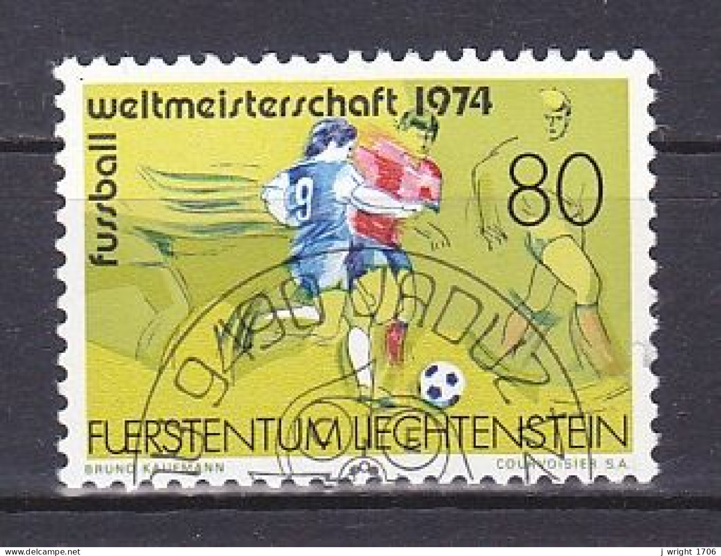 Liechtenstein, 1974, World Cup Football Championships, 80rp, CTO - Gebruikt