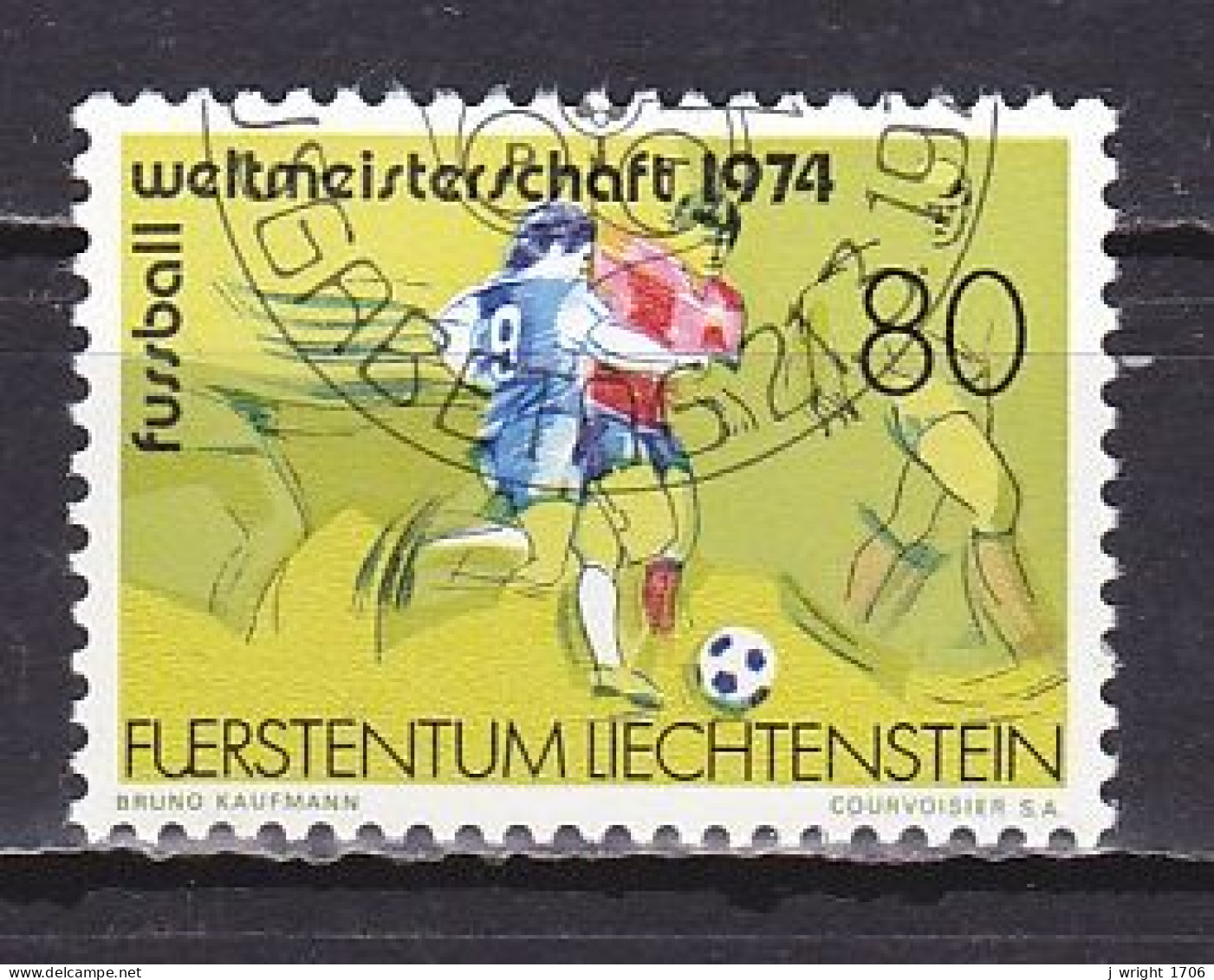 Liechtenstein, 1974, World Cup Football Championships, 80rp, CTO - Used Stamps