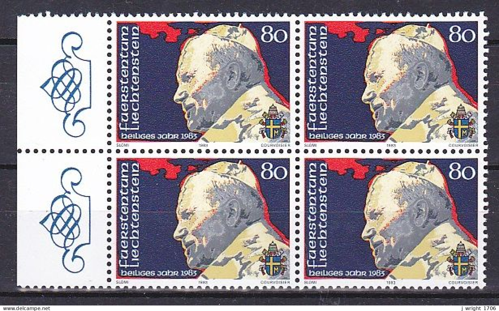 Liechtenstein, 1983, Pope John Paul II, 80rp Block, MNH - Blokken