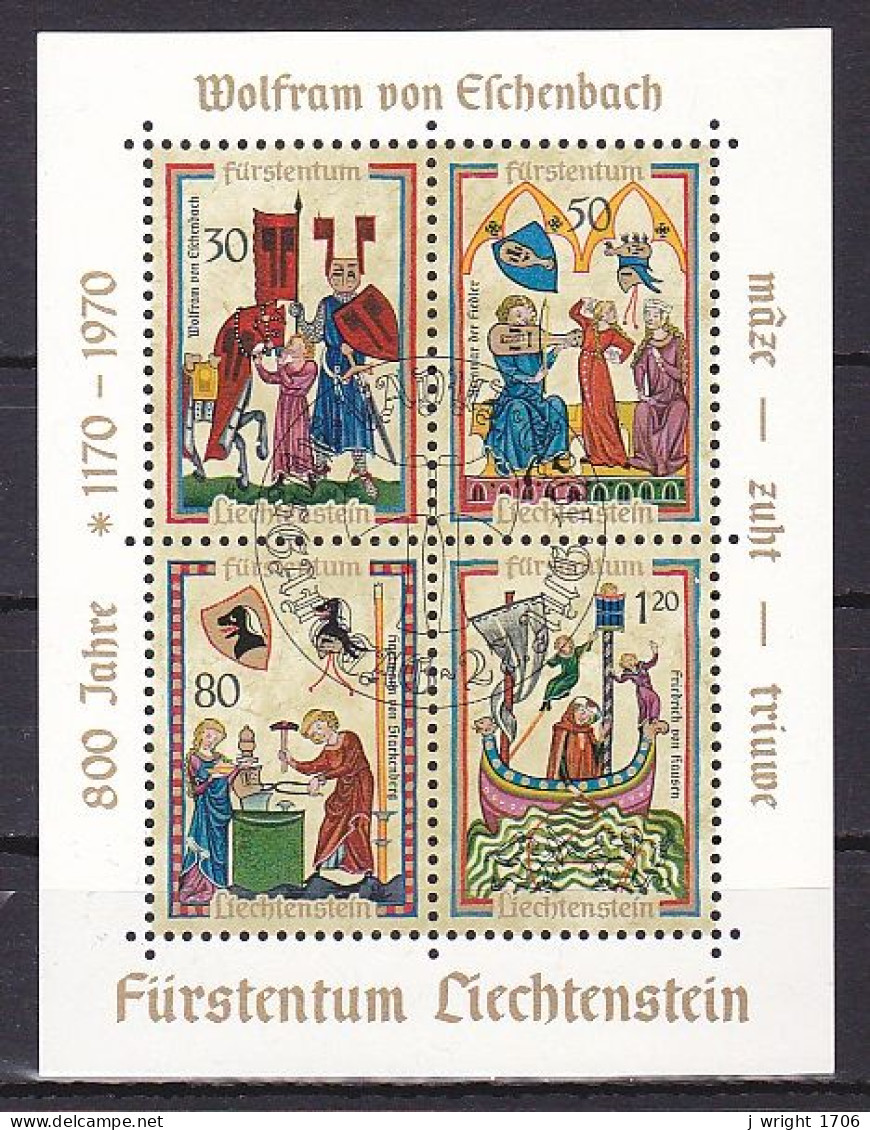 Liechtenstein, 1970, Minnesingers, 4th Series, Block, CTO - Blocs & Feuillets