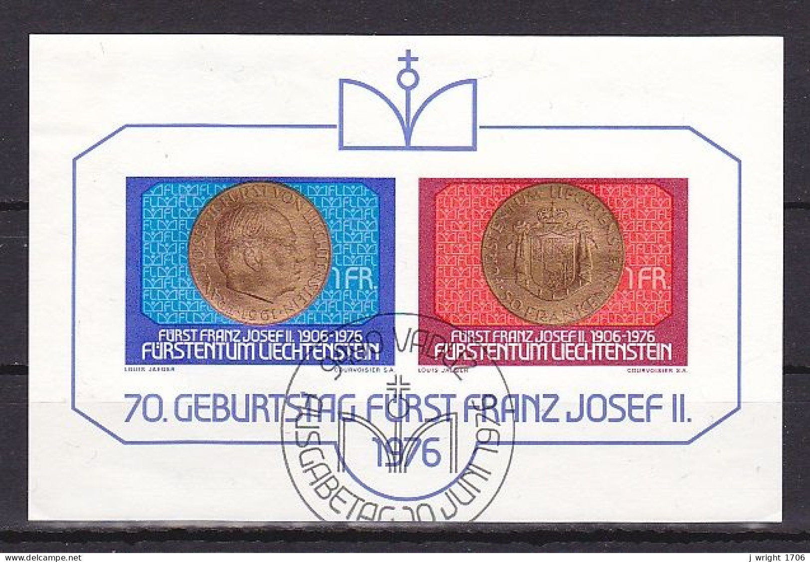 Liechtenstein, 1976, Prince Franz Josef II 70th Birthday, Block, CTO - Blocks & Sheetlets & Panes