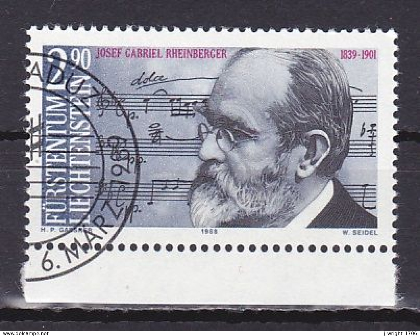 Liechtenstein, 1989, Joseph Rheinberger, 2.90Fr, CTO - Used Stamps