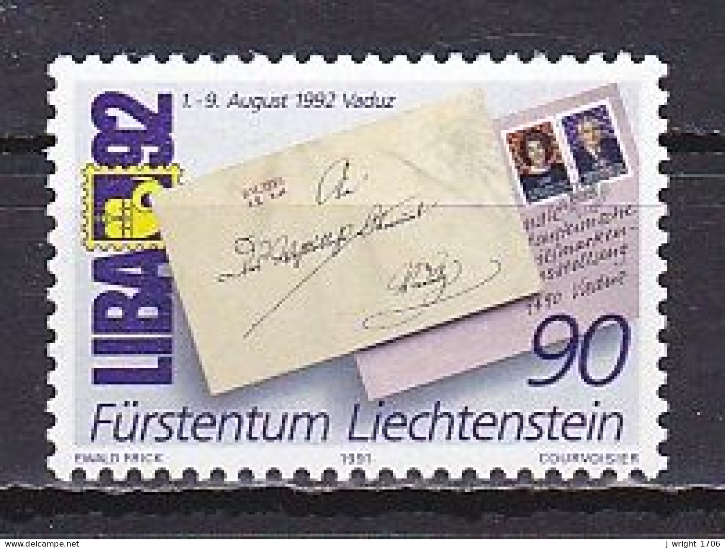 Liechtenstein, 1991, LIBA 92 Stamp Exhib, 90rp, MNH - Ungebraucht