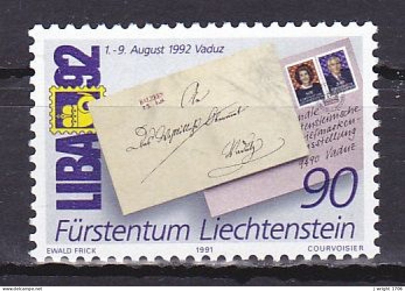 Liechtenstein, 1991, LIBA 92 Stamp Exhib, 90rp, MNH - Neufs