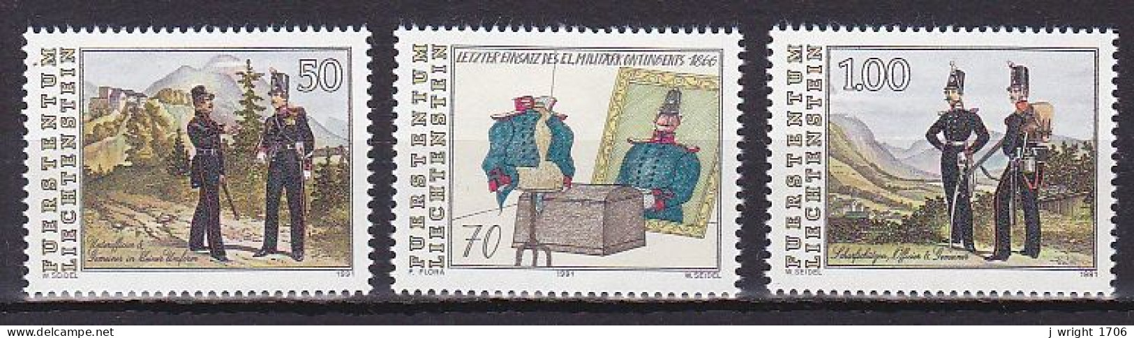 Liechtenstein, 1991, Last Military Mobilization 125th Anniv, Set, MNH - Unused Stamps