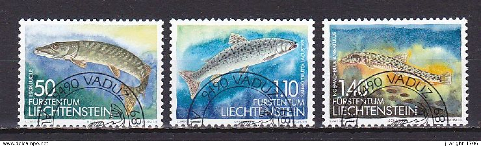 Liechtenstein, 1989, Fish 2nd Series, Set,  CTO - Used Stamps