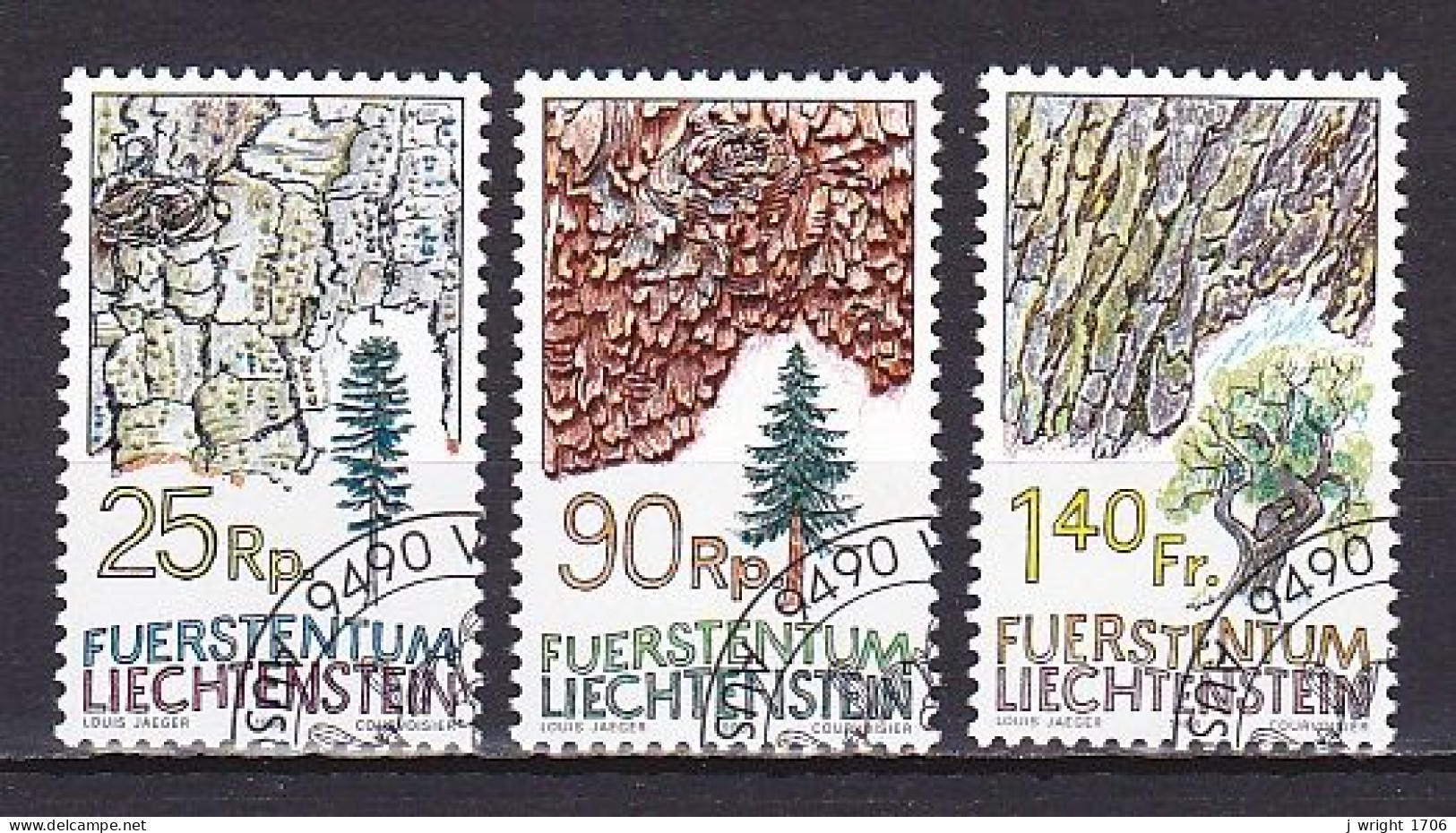 Liechtenstein, 1986, Tree Bark, Set, CTO - Gebraucht