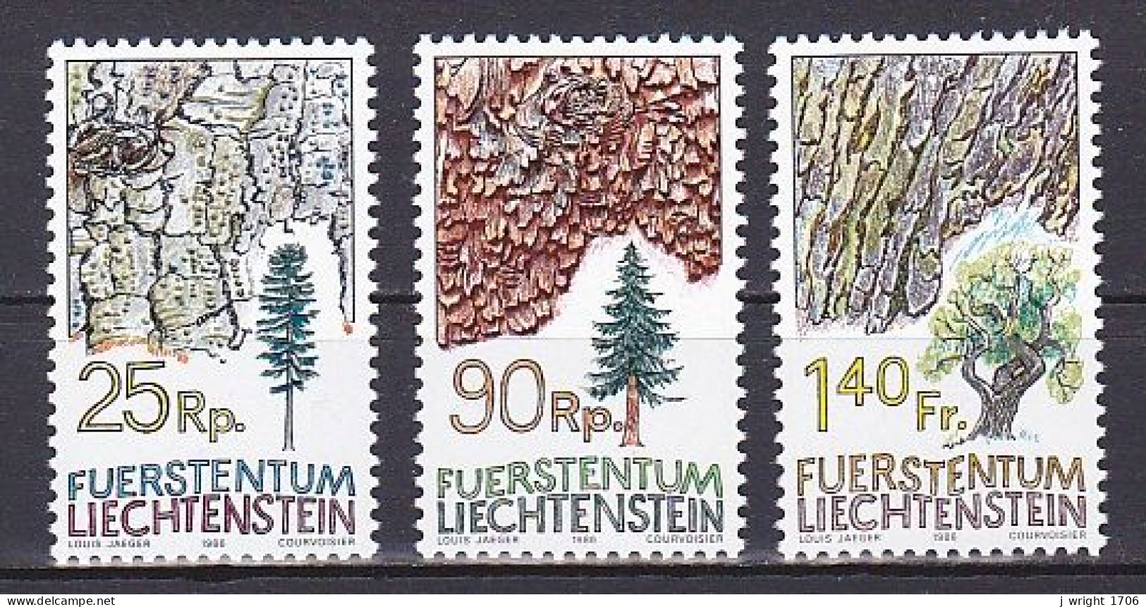 Liechtenstein, 1986, Tree Bark, Set, MNH - Ungebraucht