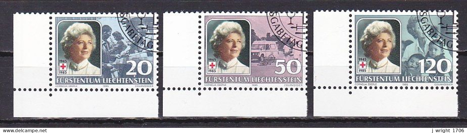 Liechtenstein, 1985, Liechtenstein Red Cross 40th Anniv, Set, CTO - Gebruikt