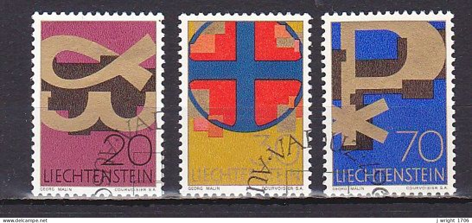 Liechtenstein, 1967, Christian Symbols, Set, CTO - Used Stamps