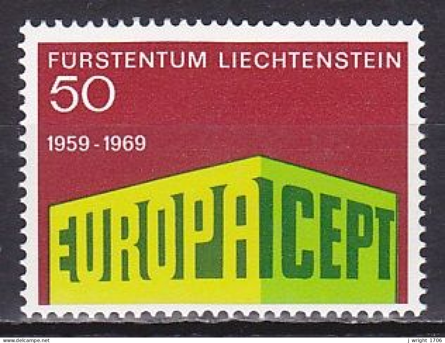 Liechtenstein, 1969, Europa CEPT, 50rp, MNH - Ongebruikt