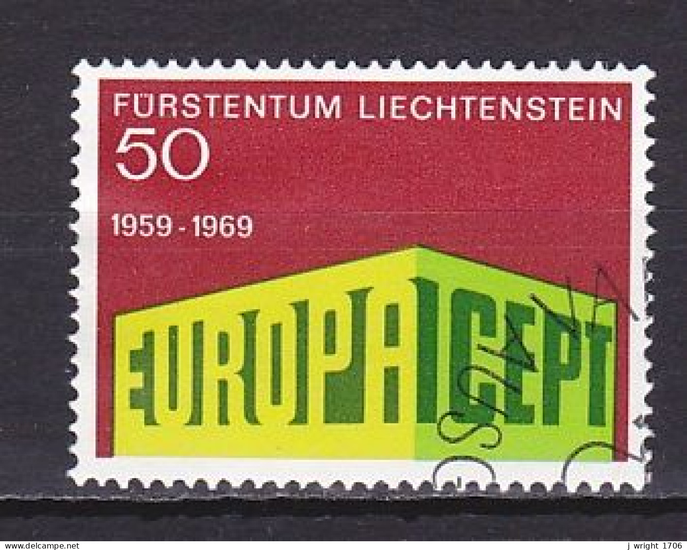 Liechtenstein, 1969, Europa CEPT, 50rp, CTO - Gebraucht
