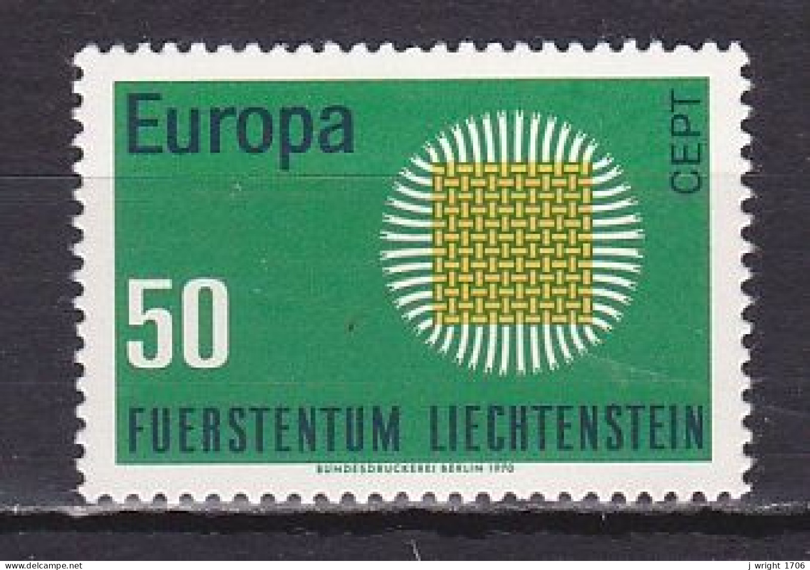 Liechtenstein, 1970, Europa CEPT, 50rp, MNH - Nuevos