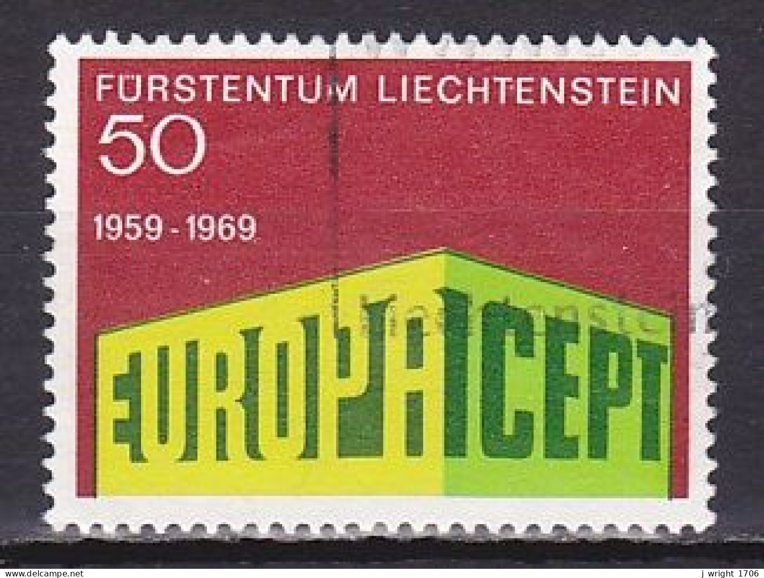 Liechtenstein, 1969, Europa CEPT, 50rp, USED - Usati