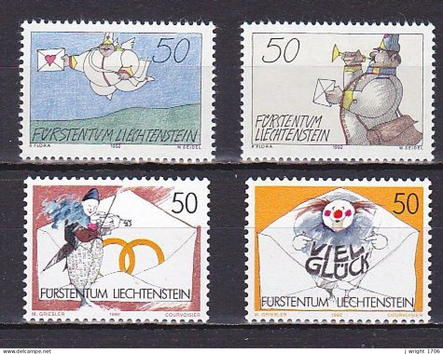 Liechtenstein, 1992, Greetings Stamps, Set, MNH - Unused Stamps