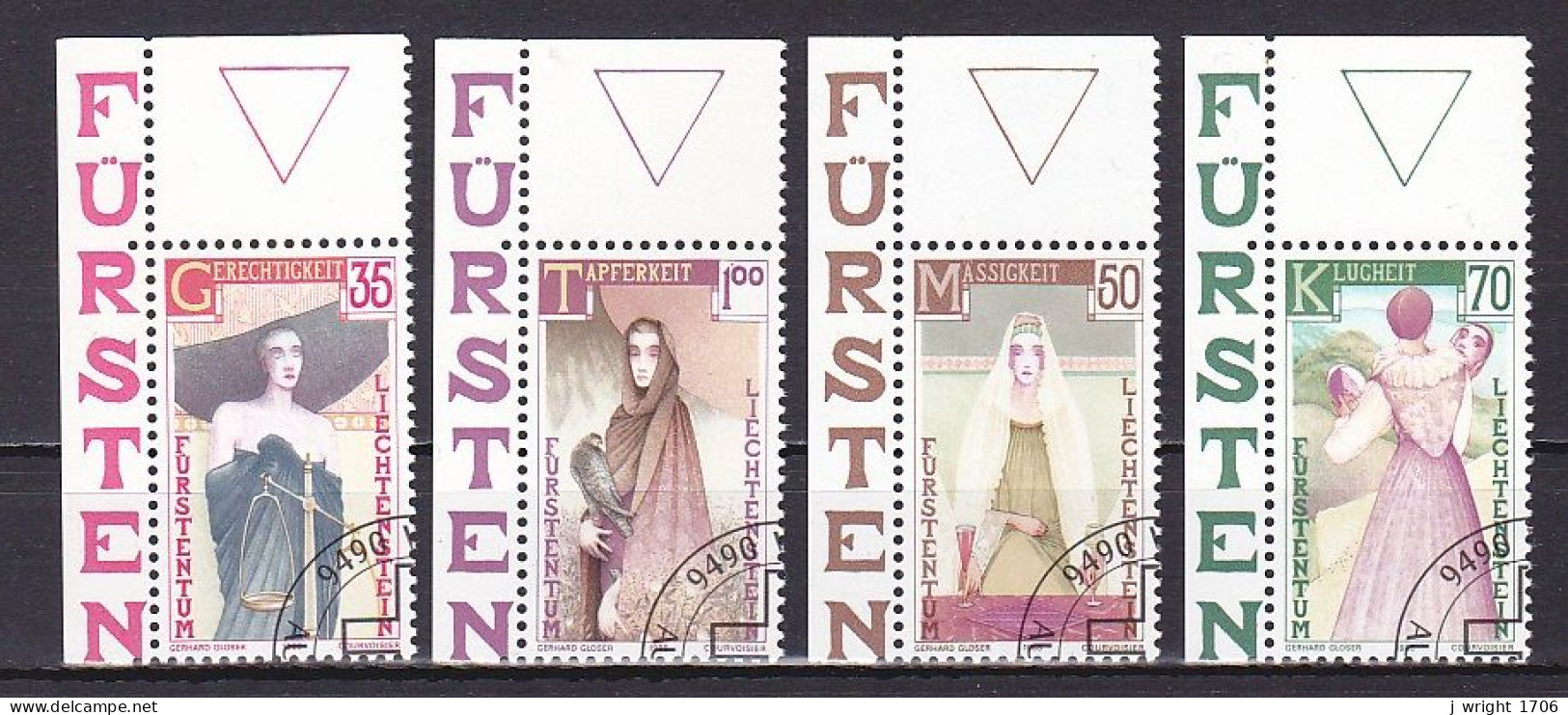 Liechtenstein, 1985, Cardinal Virtues, Set, CTO - Used Stamps