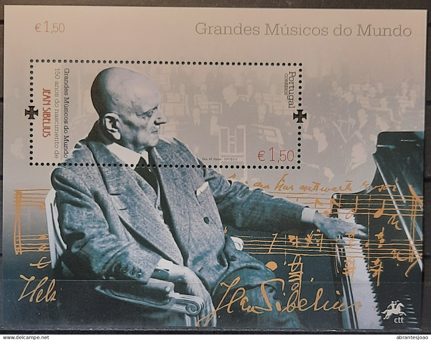 2015 - Portugal - MNH - Great Musicians Of The World - Jean Sibelius - 1 Stamp + Souvenir Sheet Of 1 Stamp - Ongebruikt
