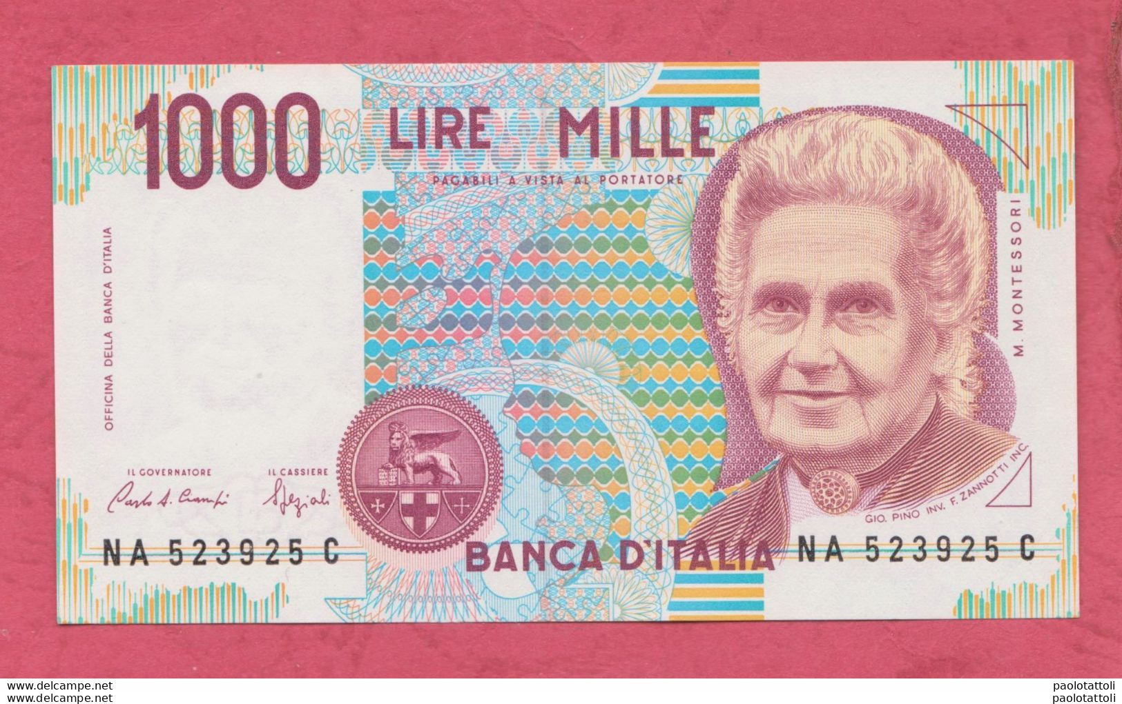 Italy, 1993- 1000 Lire . Prefix NA. M.Montessori.Circulated. AU- SPL - 1.000 Lire