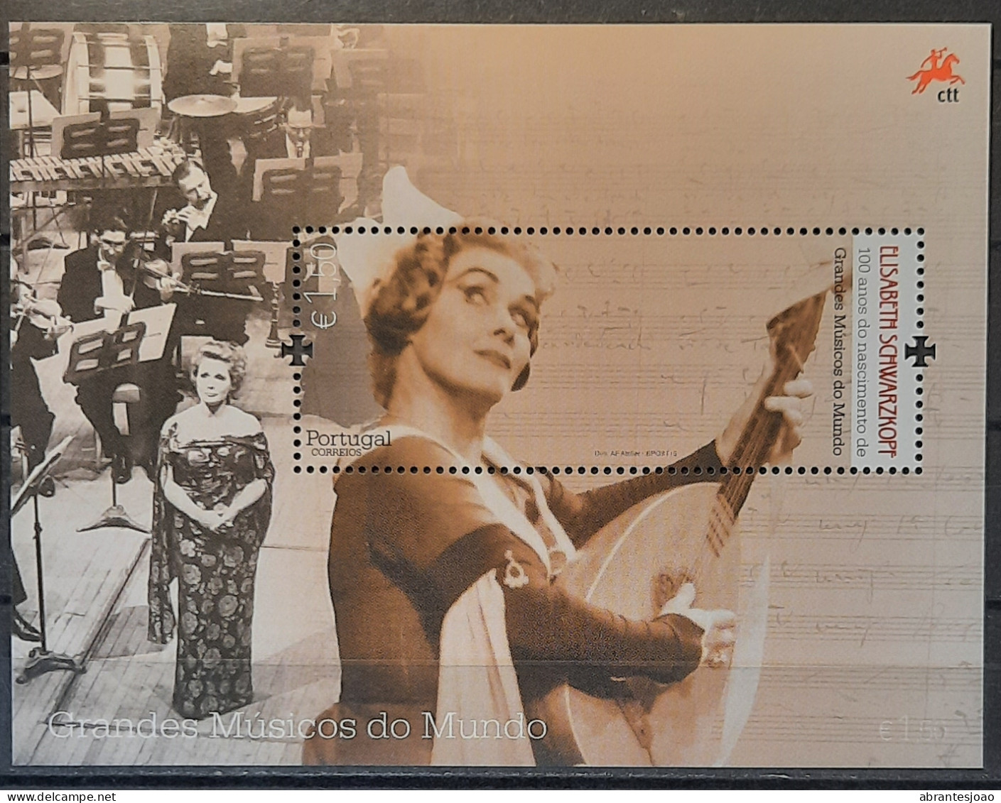 2015 - Portugal - MNH - Great Musicians Of The World - Elizabeth Schwarzkopf - 1 Stamp + Souvenir Sheet Of 1 Stamp - Ungebraucht