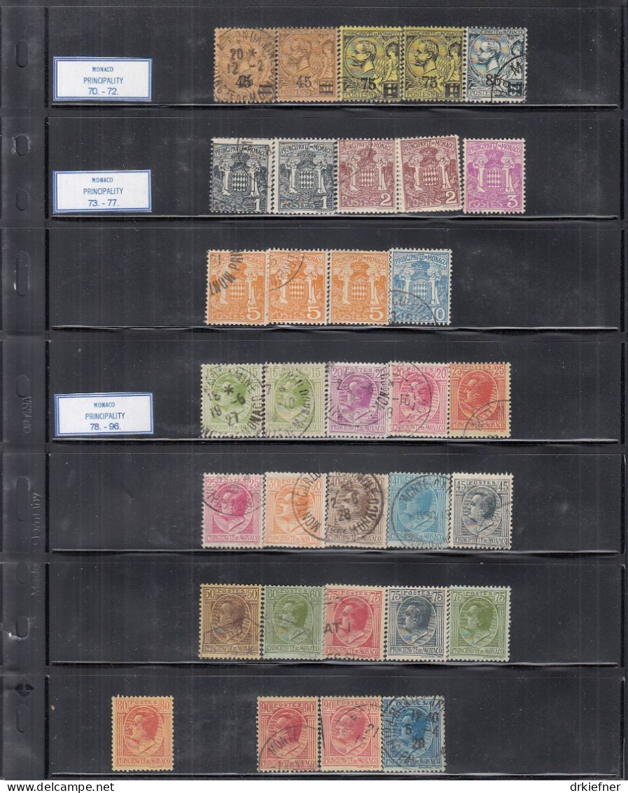 MONACO  Aus 70-96, 34 Marken, Vorwiegend Gestempelt, Auch Ungebraucht *, 1924 - Used Stamps