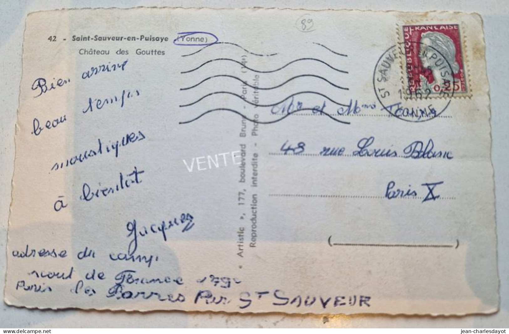 Carte Postale SAINT-SAUVEUR-EN-PUISAYE : Château Des Gouttes - Saint Sauveur En Puisaye