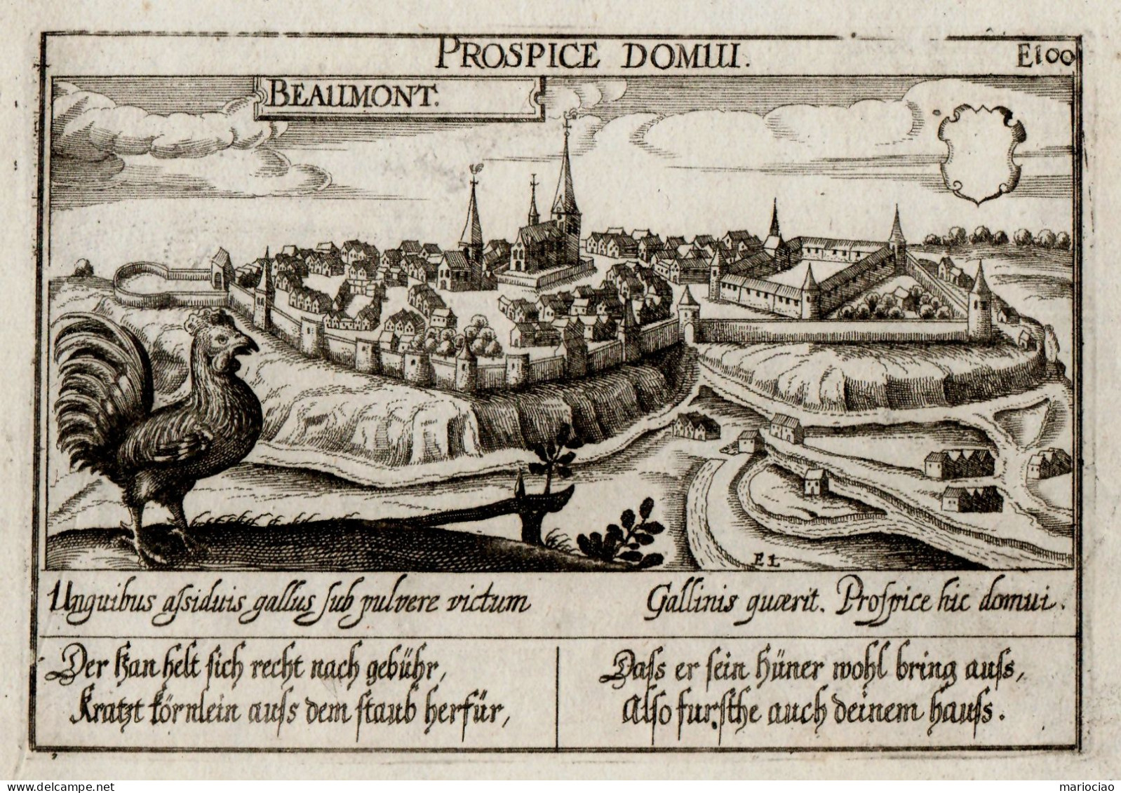 ST-BE BEAUMONT Hainaut 1678~ Daniel Meisner PROSPICE DOMUI - Prints & Engravings