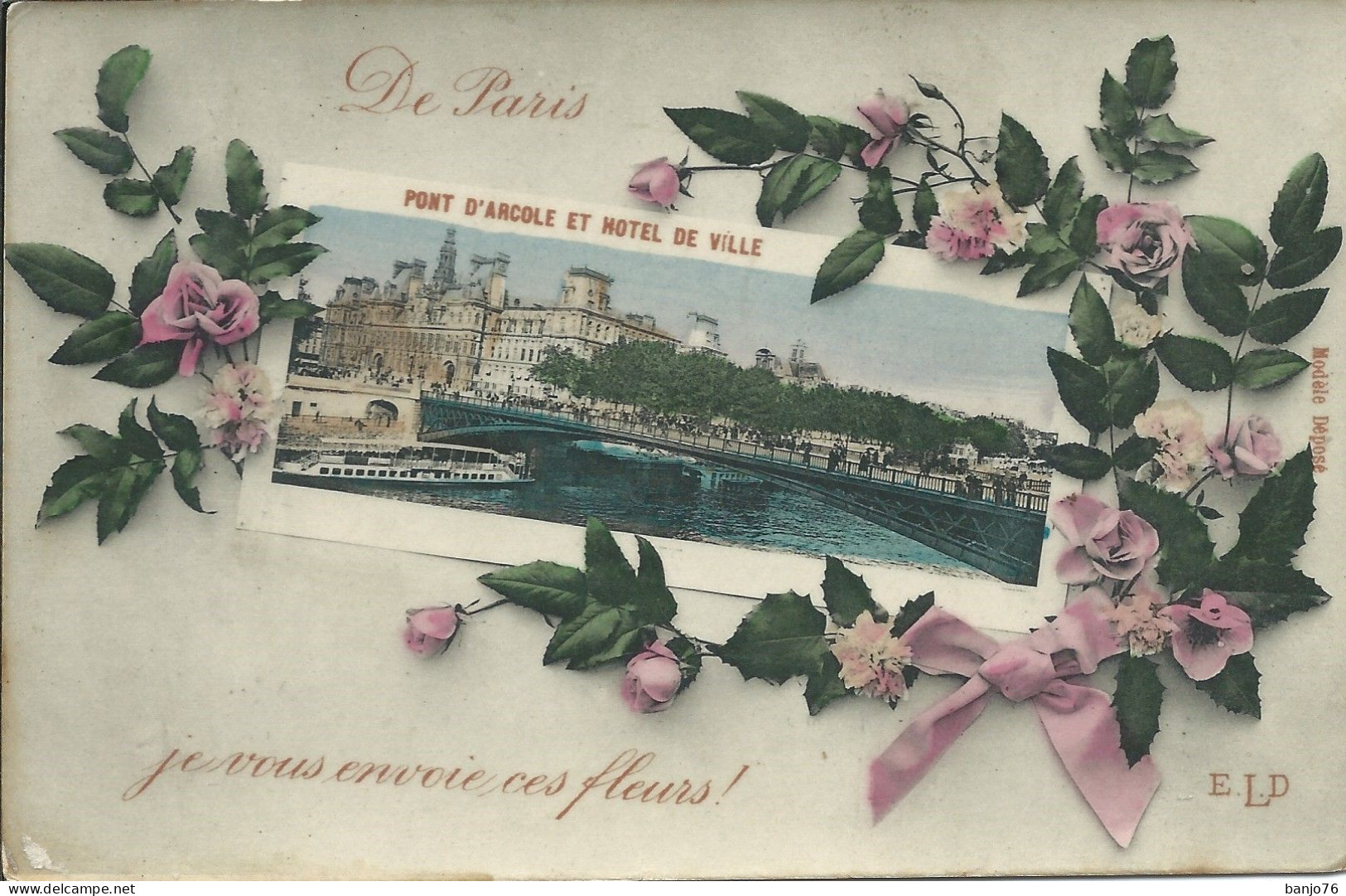 De Paris (75) - Pont D'Arcole Et Hôtel De Ville - Je Vous Envoie Ces Fleurs ! - Cartas Panorámicas