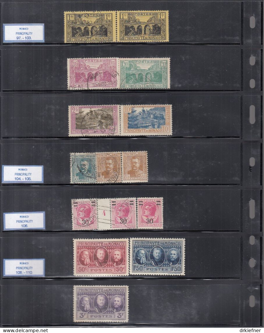 MONACO  Aus 97-110, 15 Marken, Gestempelt, Auch Ungebraucht *, 1925-1928 - Usati