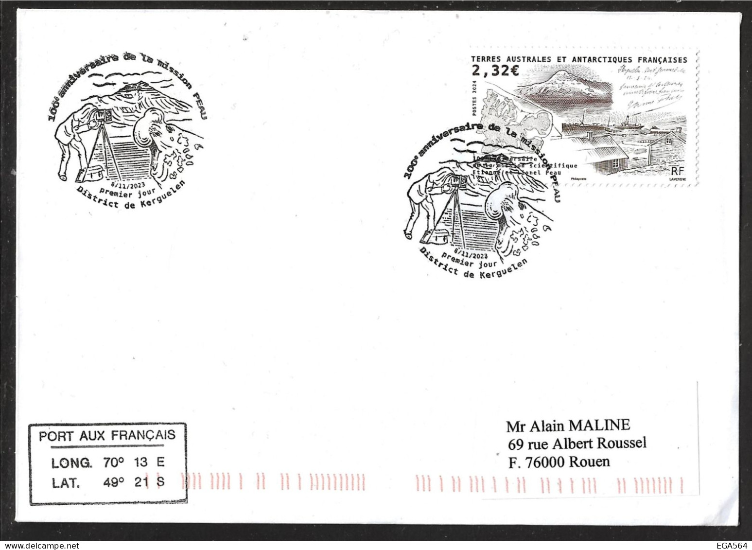 91 - Y&T 1019 Mission PEAU à Kerguelen Sur Pli FDC Du 8.11.2023 Grand Cachet Illustré District De Kerguelen. - Briefe U. Dokumente