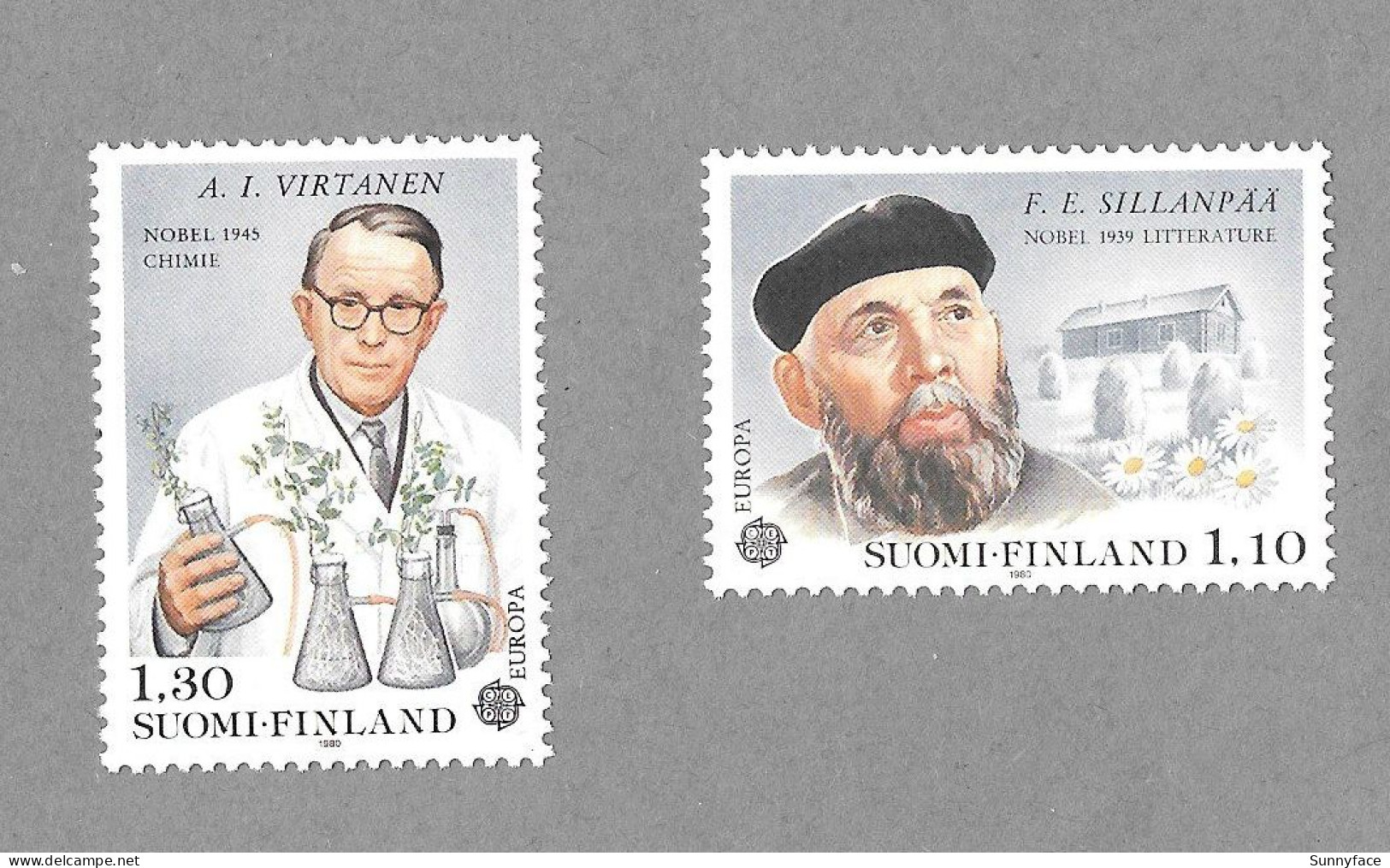 1980 Europa Cept Famous Persons Nobel Prizes F.E. Sillanpää A.I. Virtanen Finland Finnland Finlande - Mint Never Hinged - Unused Stamps