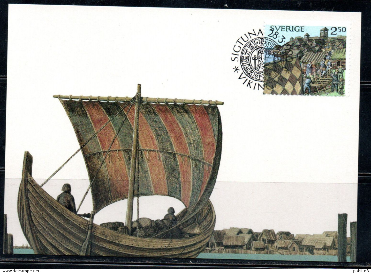 SWEDEN SVERIGE SVEZIA SUEDE 1990 VIKINGAR VIKING HERITAGE 2.50k MAXI MAXIMUM CARD CARTE - Maximum Cards & Covers