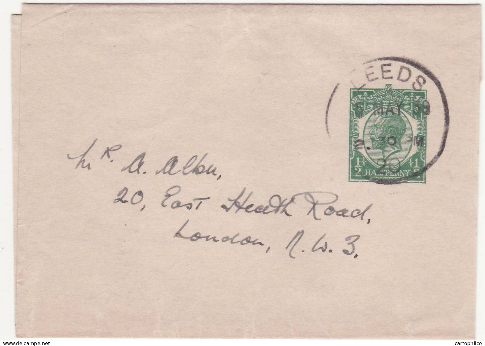 Great Britain Postal Stationery Wrapper Leeds For London - Interi Postali