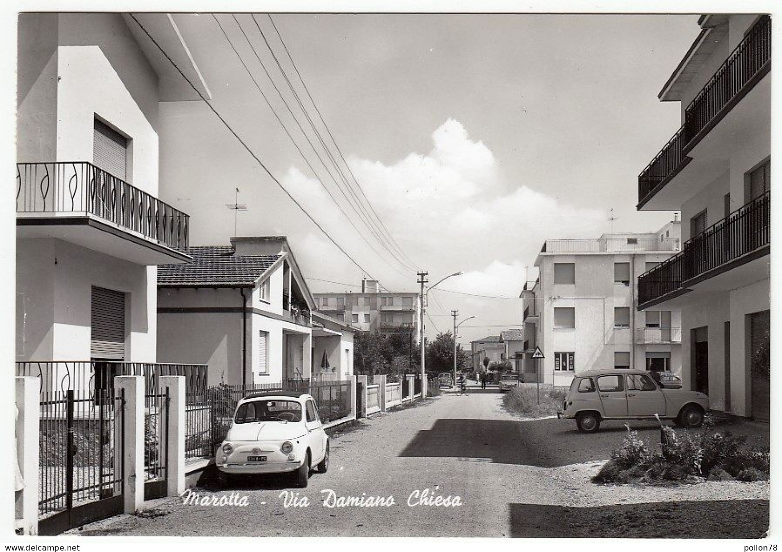 MAROTTA - VIA DAMIANO CHIESA - PESARO URBINO - 1967 - AUTOMOBILI - CARS - FIAT 500 - RENAULT 4 - Pesaro