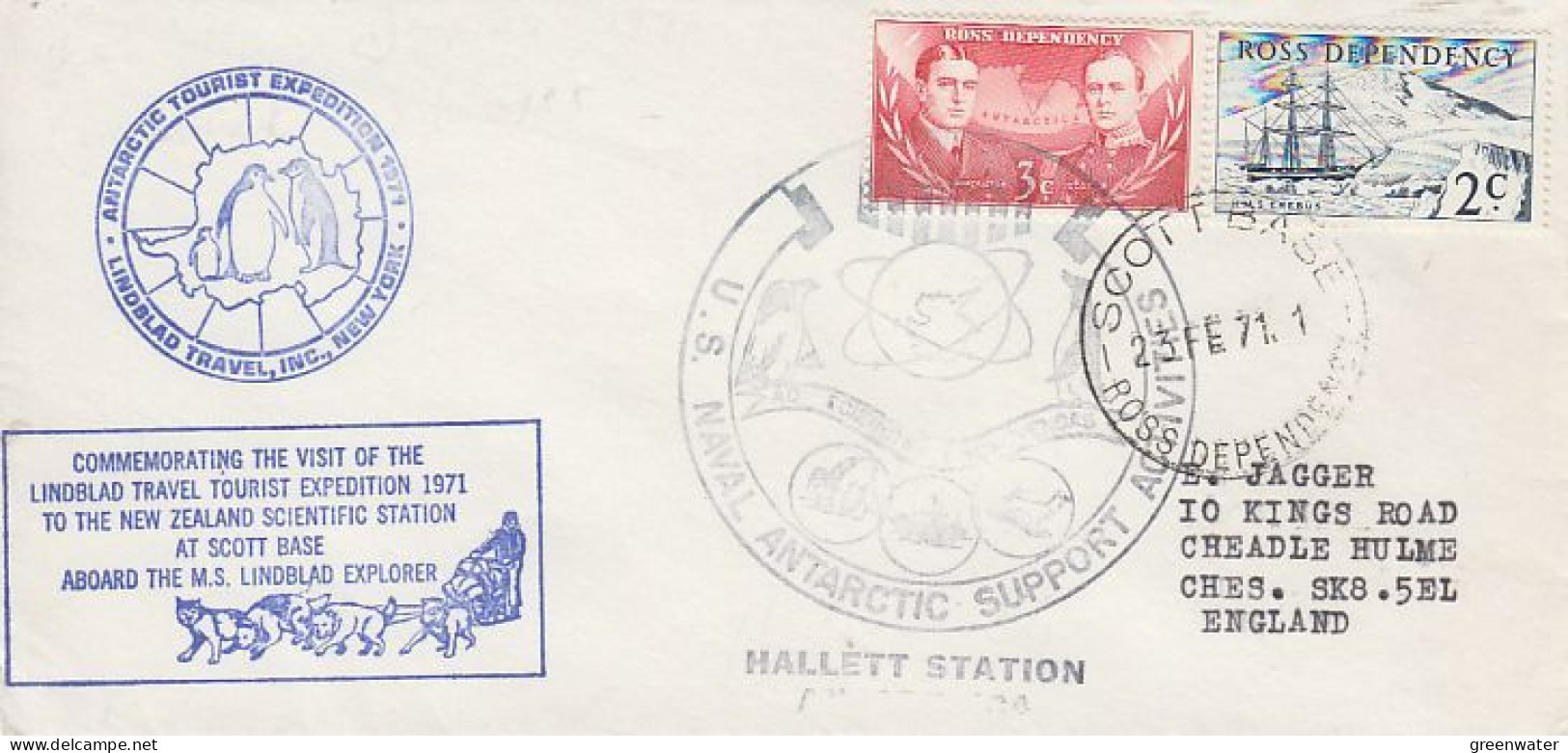 Ross Dependency  US Naval Support Hallett Station Lilndblad Travel Visit Scott Base Ca Scott Base 23 FEB 1971 (RO191) - Lettres & Documents
