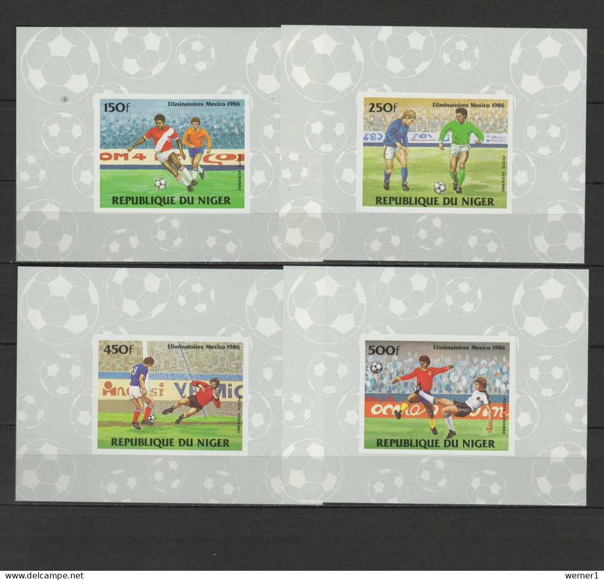 Niger 1984  Football Soccer World Cup Set Of 4 S/s Imperf. MNH -scarce- - 1986 – México