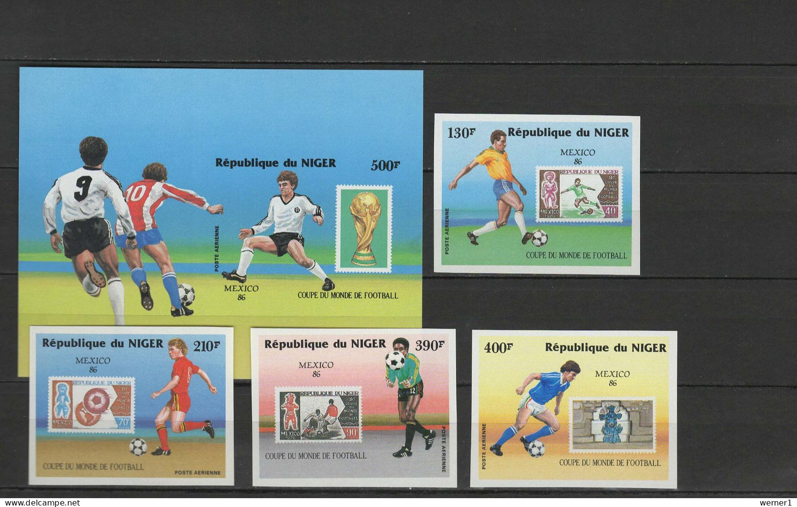 Niger 1986 Football Soccer World Cup Set Of 4 + S/s Imperf. MNH -scarce- - 1986 – Mexiko