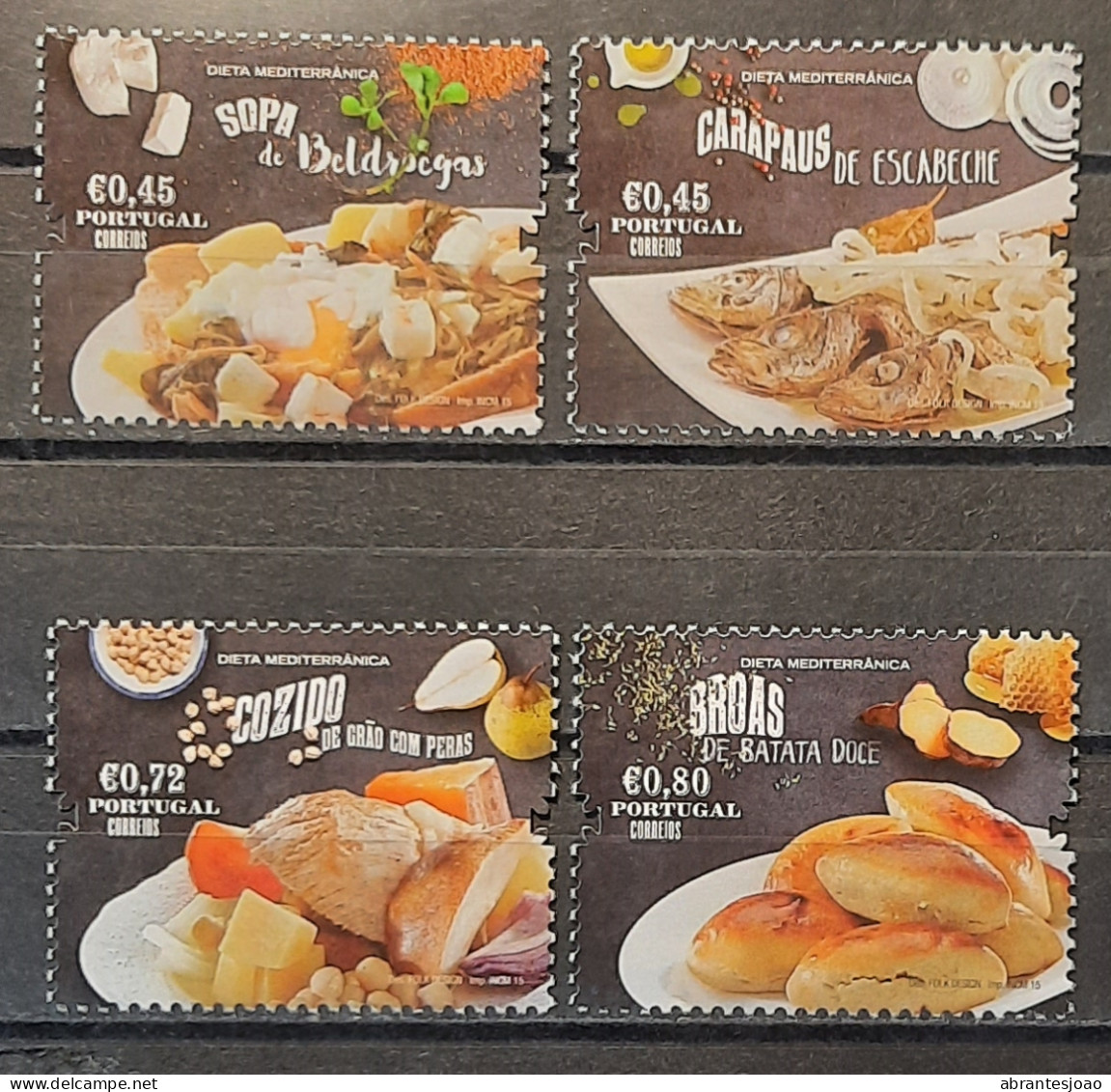 2015 - Portugal - MNH - Mediterranean Diet - 4 Stamps + Souvenir Sheet Of 1 Stamp - Unused Stamps