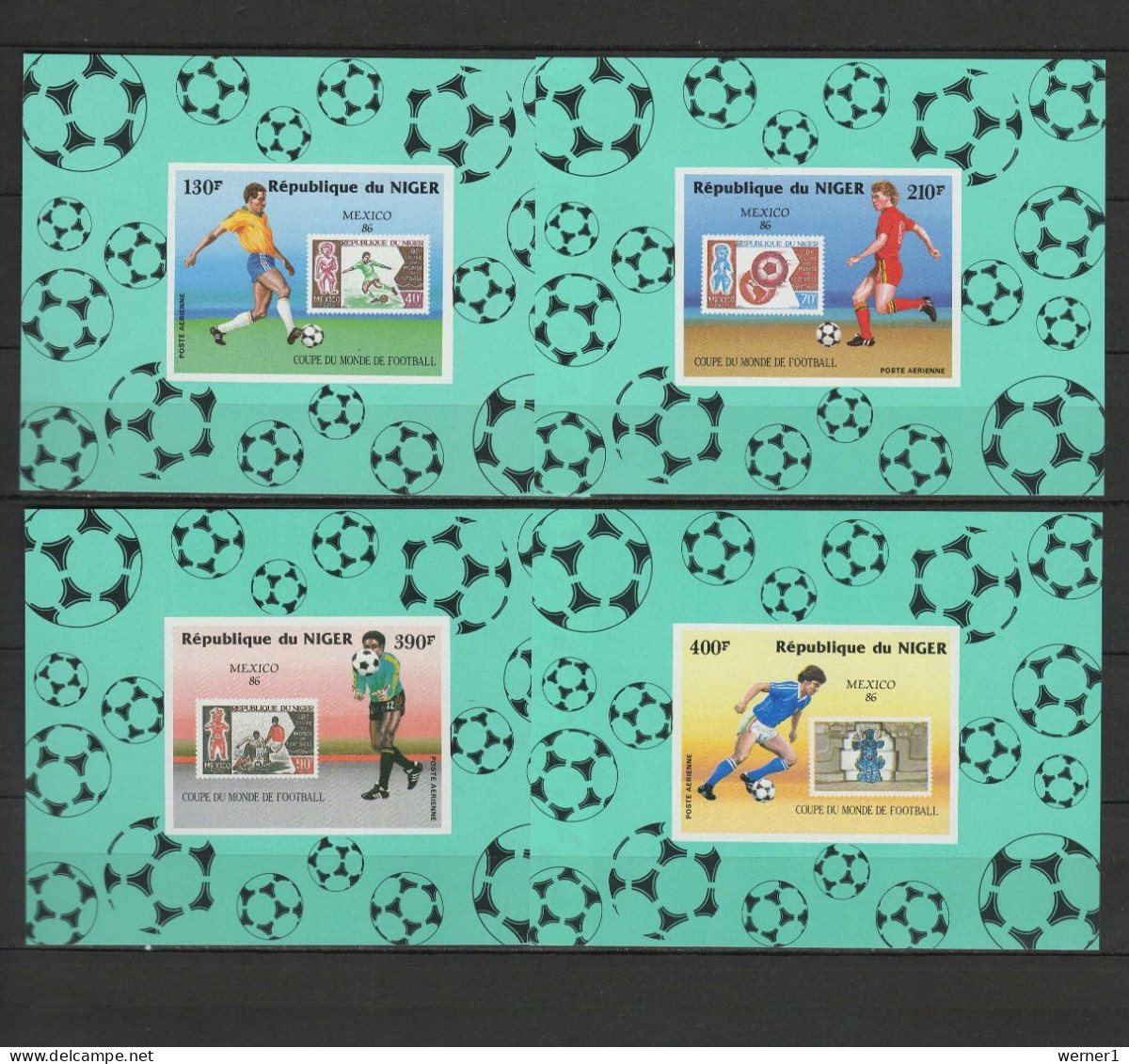 Niger 1986 Football Soccer World Cup Set Of 4 S/s Imperf. MNH -scarce- - 1986 – Messico
