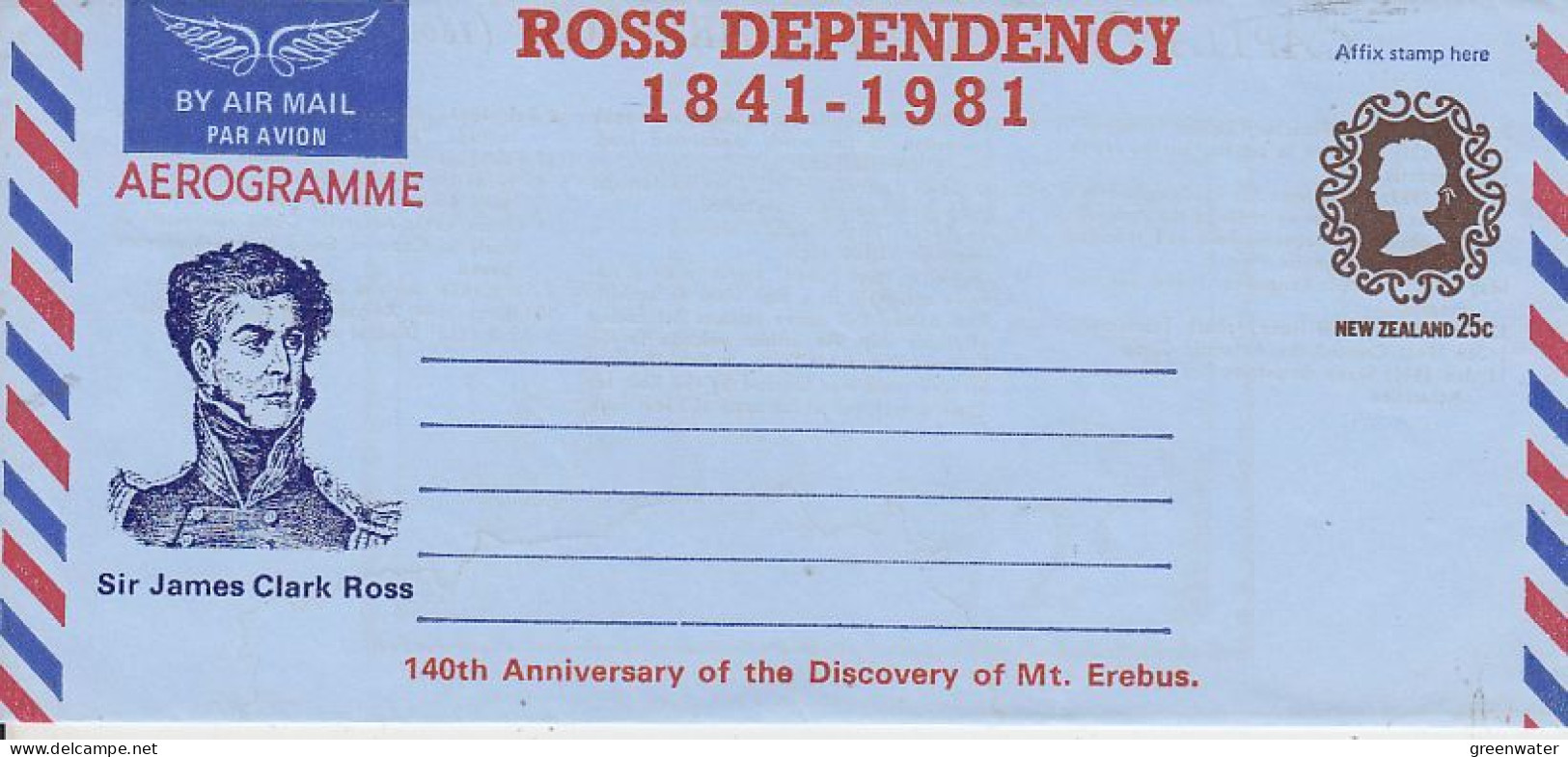 Ross Dependency 1841-1981 140th Ann. Of The Discovery Of Mt. Ross Aerogramme Unused (RO192) - Briefe U. Dokumente