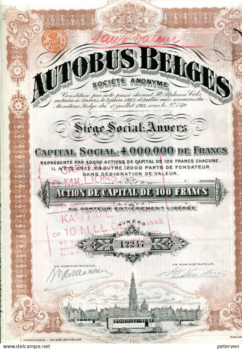 AUTOBUS BELGES (Vignette Anvers) - Automobile