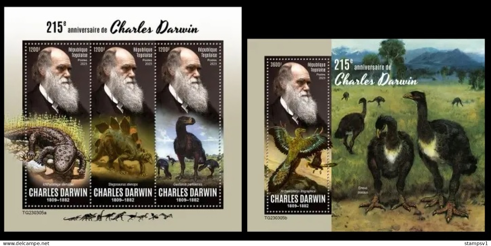 Togo  2023 215th Anniversary Of Charles Darwin. Dinosaurs. (305) OFFICIAL ISSUE - Prehistorics