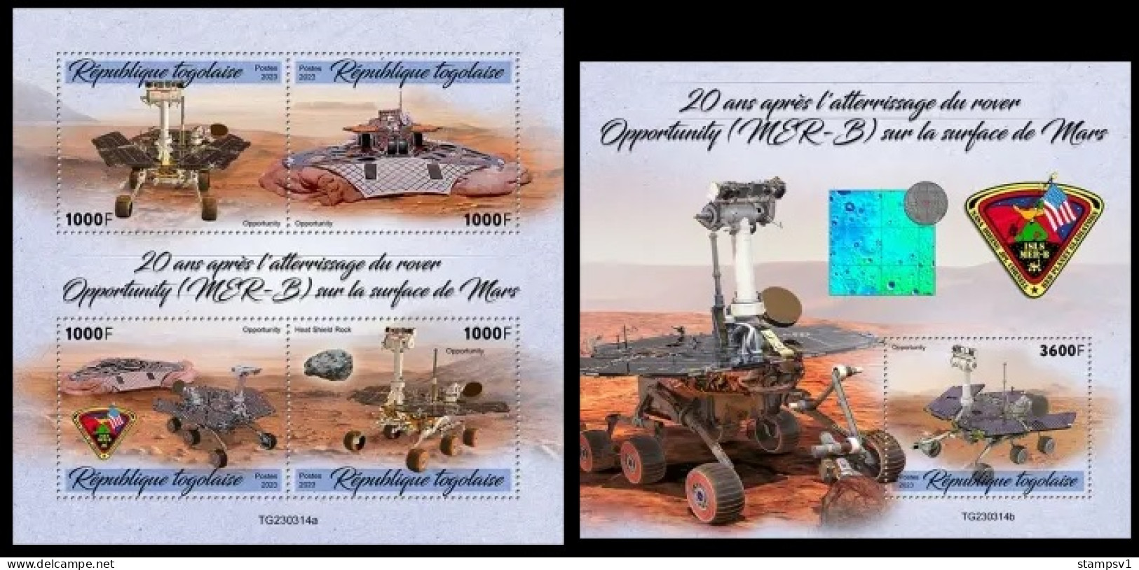 Togo  2023 20 Years After The Opportunity Rover (MER-B) Landed On The Surface Of Mars. (314) OFFICIAL ISSUE - Afrique