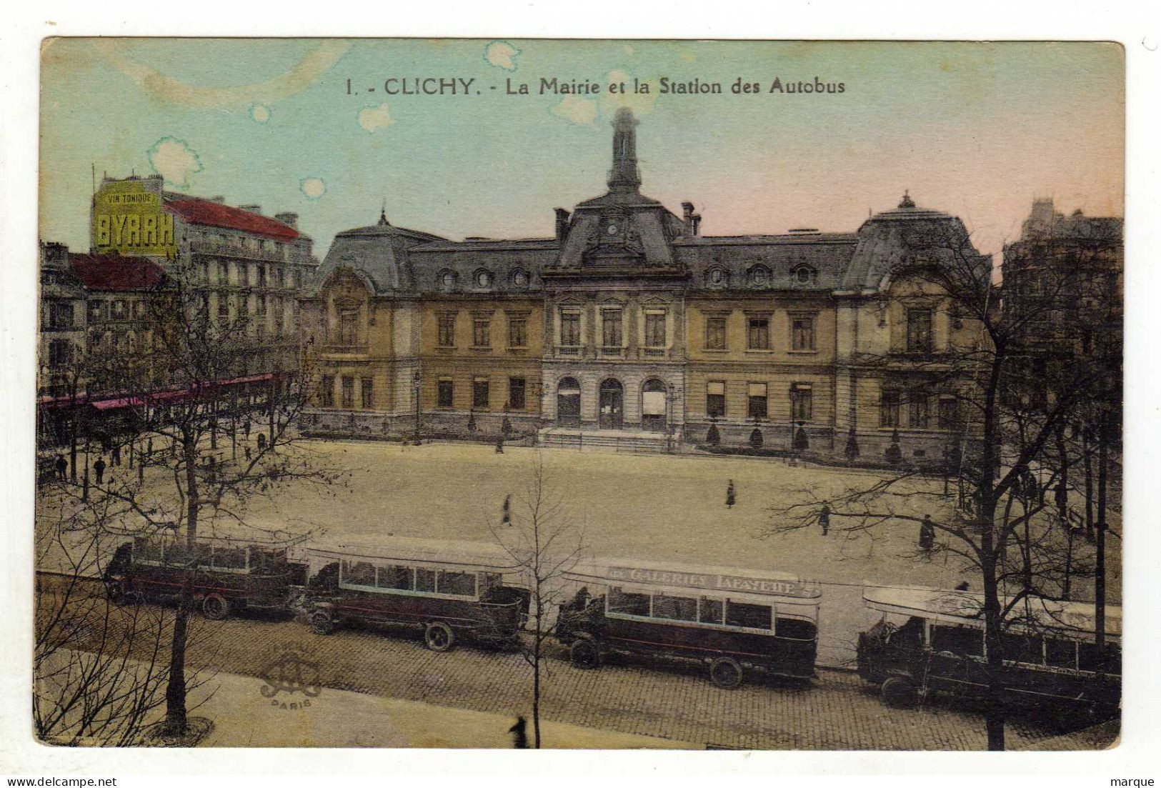 Cpa N° 1 CLICHY La Mairie Et La Station Des Autobus - Clichy