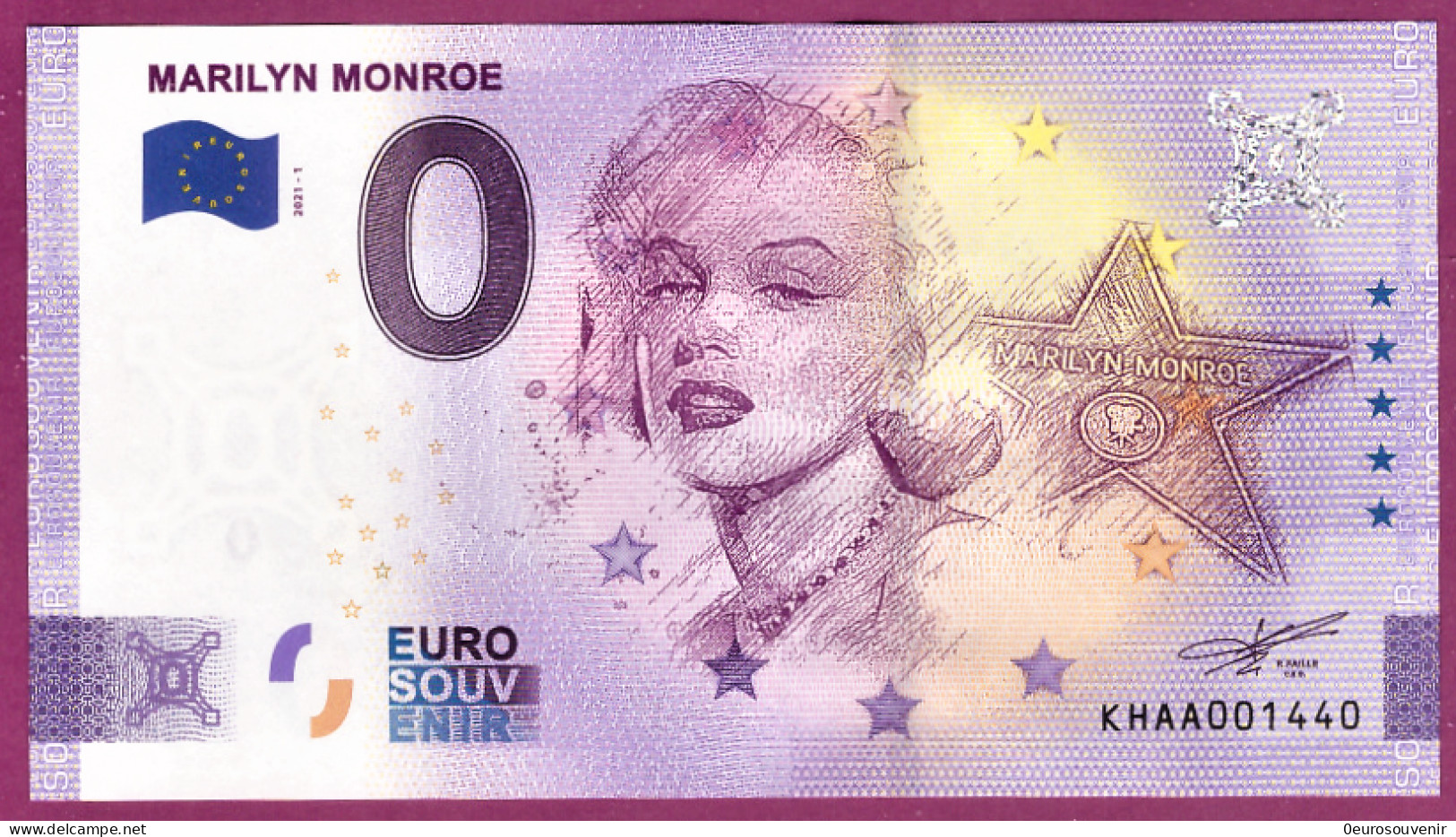 0-Euro KHAA 2021-1 MARILYN MONROE - Essais Privés / Non-officiels