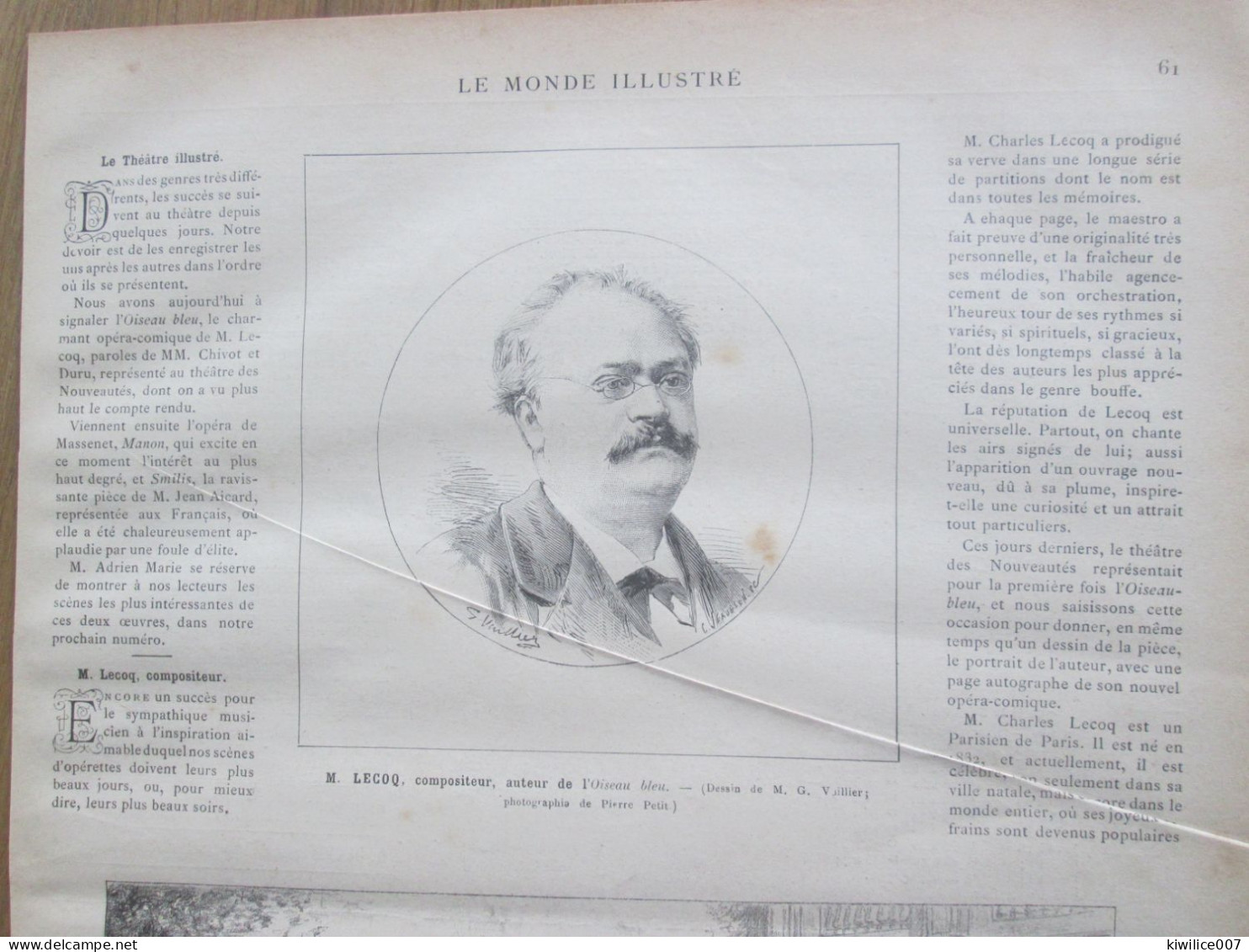 1884  COMPOSITEUR MUSIQUE DE CHARLES   LECOQ L OISEAU BLEU  THEATRE - Non Classés