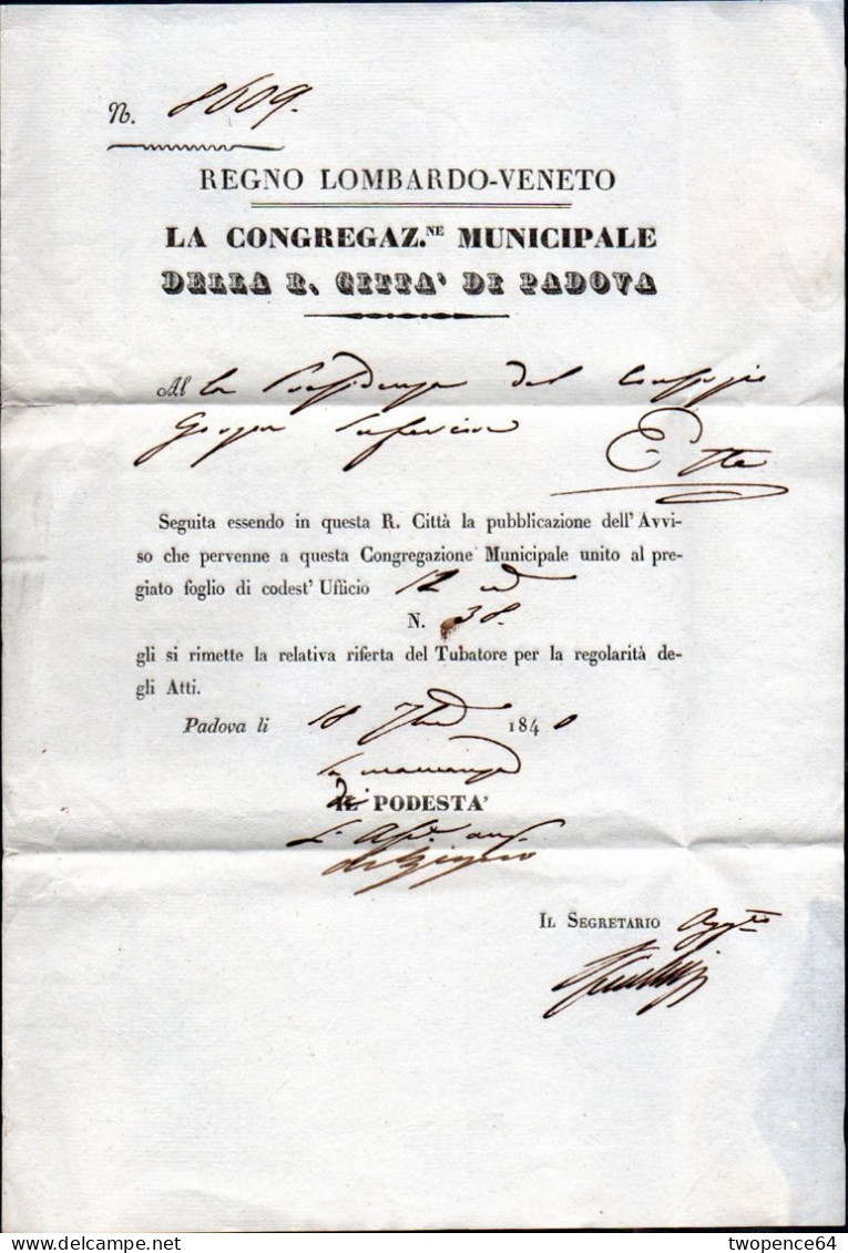 B51 - LETTERA PREFILATELICA DA PADOVA A ESTE 1840 - 1. ...-1850 Vorphilatelie