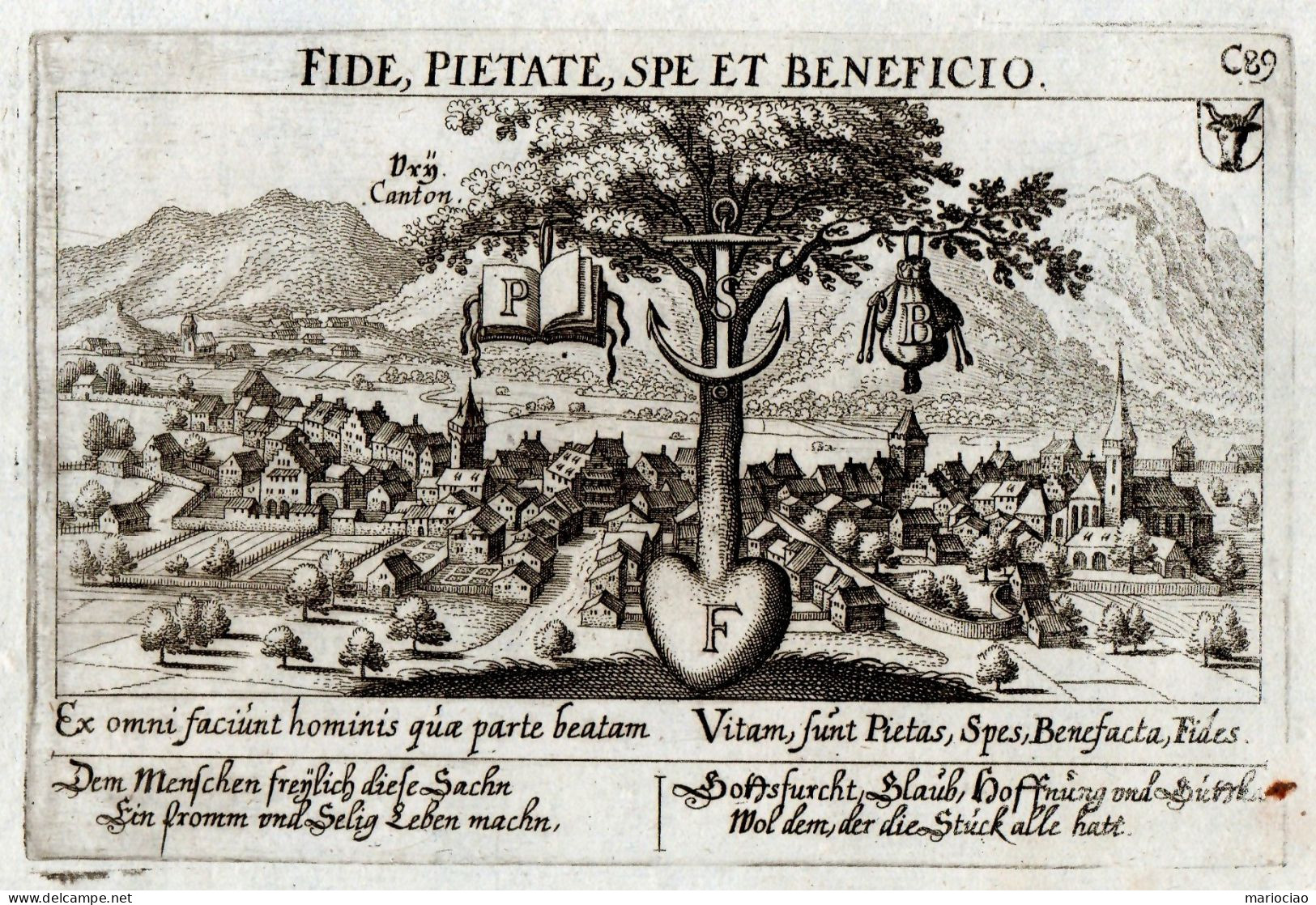 ST-CH ALTDORF Alteref Canton Uri 1678~ Ury Canton Daniel Meisner -FIDE PIETATE SPE ET BENEFICIO - Prints & Engravings